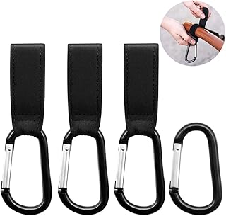 Funmo - Kinderwagen Haken für Wickeltaschen - Kinderwagenhaken Taschenhaken, Anhänger für Kinderwagen, Karabinerhaken für Handtaschen, Universale Passform, 4 er Packung von Baby Uma (Metal)