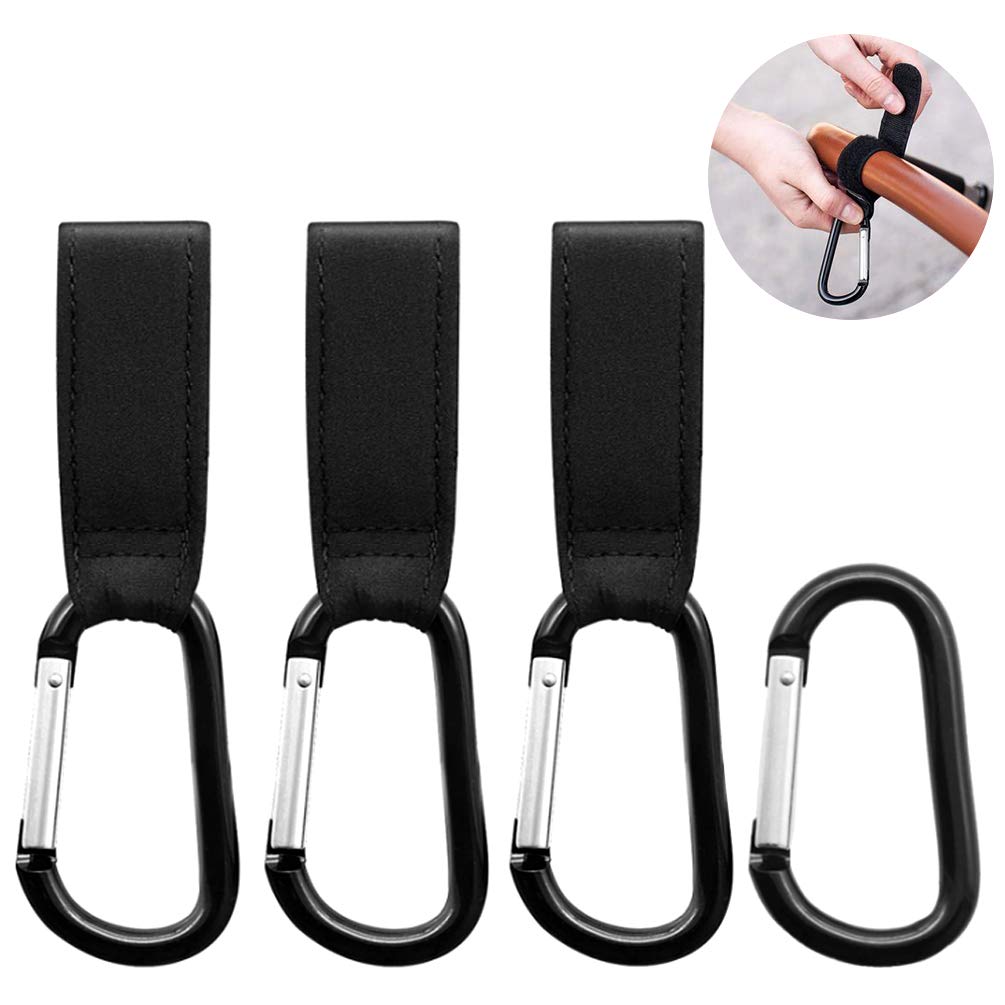 Funmo - Kinderwagen Haken für Wickeltaschen - Kinderwagenhaken Taschenhaken, Anhänger für Kinderwagen, Karabinerhaken für Handtaschen, Universale Passform, 4 er Packung von Baby Uma (Metal)