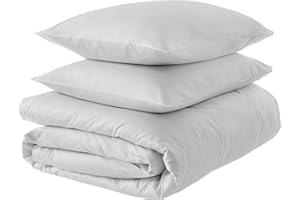Amazon Aware 3 Piece 100% Organic Cotton 300 Thread Count Duvet Cover Set - Full/Queen, Light Gray, Solid