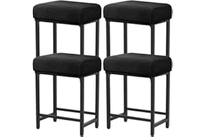 Levoberg Bar Stool Cover Rectangle Stretch Counter Height Barstool Slipcovers Rectangular Vanity Stool Cover Kitchen Counter Saddle Seat Cover for Wooden Metal Bench Set of 4 Black