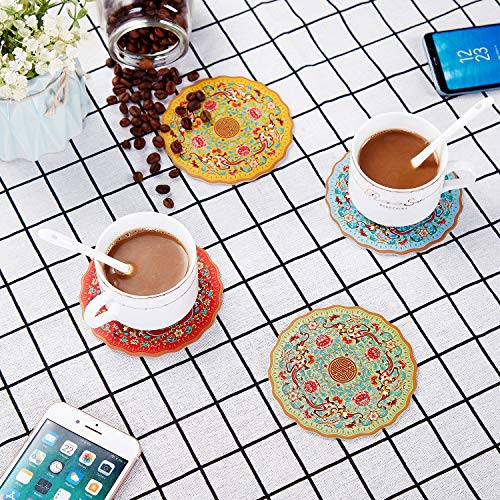 Coffee Silicone Drink Coasters Cup Mats Covers lid for Chinese element pattern Wine Glass Tea Home Gift Idea Food Grade Anti-dust Cover Coffee Table Mug Beer Bottle (Phoenix)