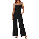 PRETTYGARDEN Summer Sleeveless Jumpsuits for Women Dressy Square Neck Wide Leg Pants Knit One Piece Rompers Fashion Clothing