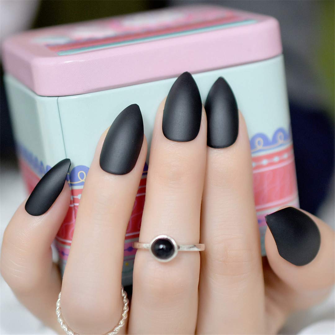 Amazon Com Stiletto Nails Ruby Tuesday Light Rose Pink Almond False Nails Uv Diy Sharp Tips 24 Ct F54 350p Beauty