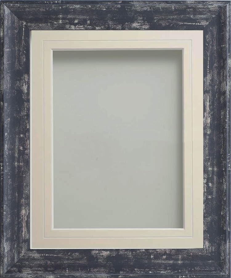 Frame Company Lynton Coal Photo Frame with Ivory V-Groove Mount, 14x11 for A4, fitted with perspex