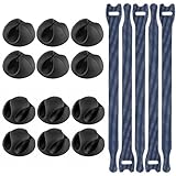 Vastar 12 Pack Desktop Cable Clips Holders Cord Management System, Black and 5 pack Reusable Cable Ties