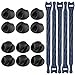 Vastar 12 Pack Desktop Cable Clips Holders Cord Management System, Black and 5 pack Reusable Cable Ties