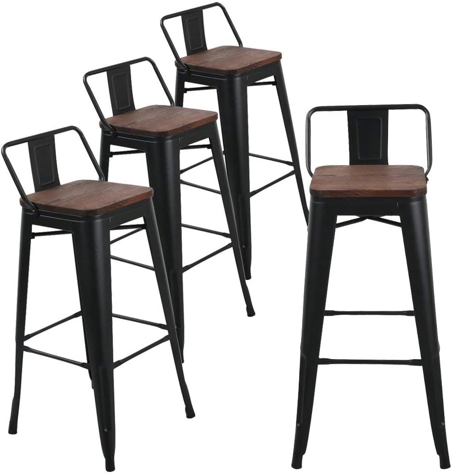 30 inch bar stool with low back made of metal, height [set of 4] for bar stools for indoor and outdoor use, made of black wood