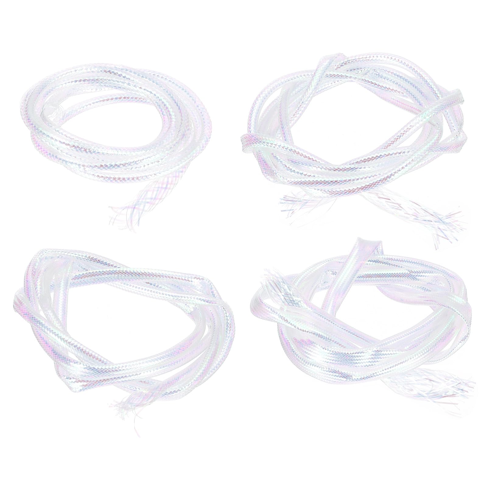 PATIKIL 2/4/6/8mm Fly Tying Material, 4 Meters/Set Pearlescent Braid Tube Round Holographic Tinsel Tubing for Making Fishing Lure Fly Flies, White