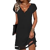 ETCYY NEW Womens Summer Dresses Mesh Hem Petal Short Sleeve Dress Floral Print Daily Sundresses with Pockets