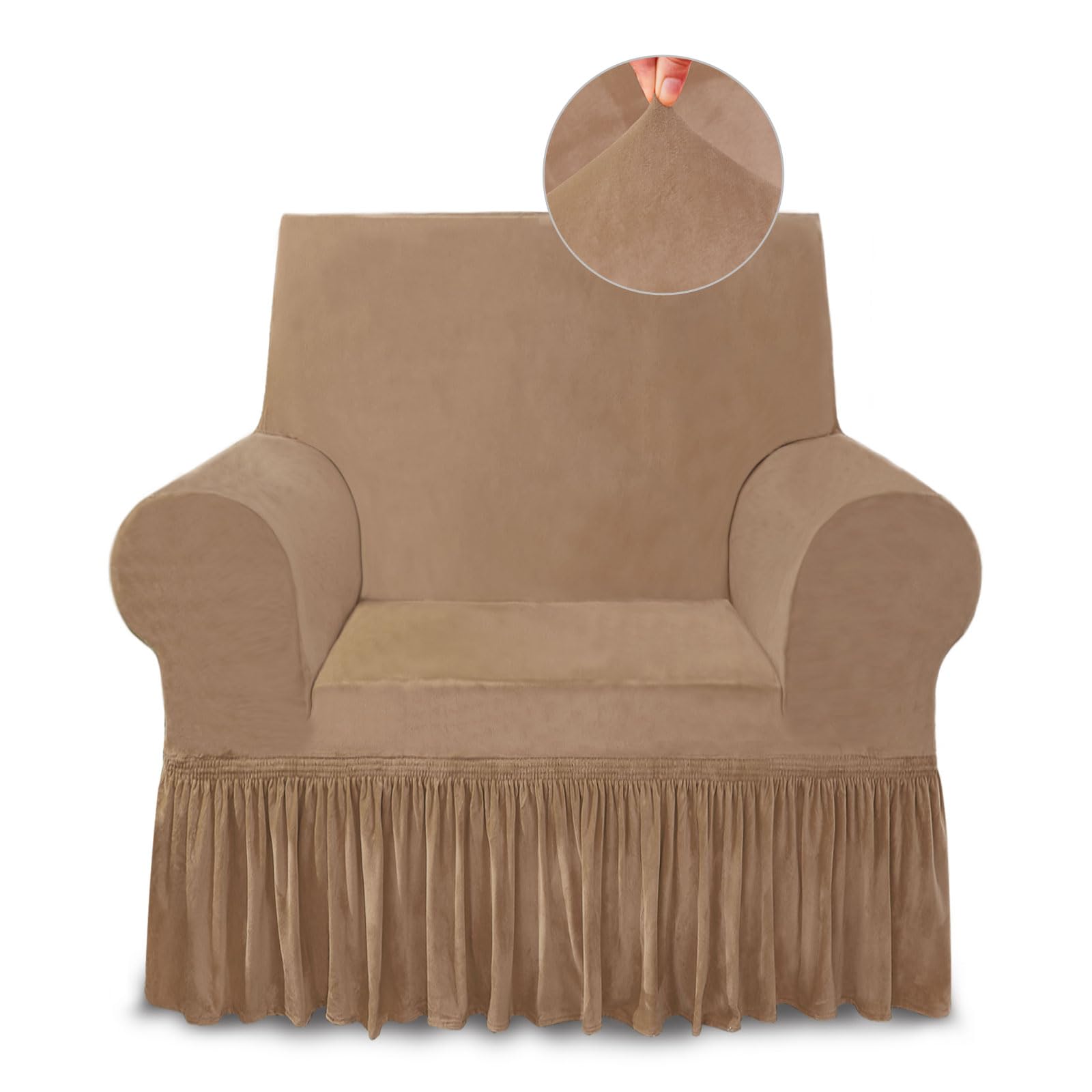 Photo 1 of NICEEC Armchair Cover Super Soft 1-Piece Light Coffee Armchair Slipcover Stretch Universal Spandex Couch Covers for Living Room Easy Fit Washable Furniture Sofa Protector with Skirt