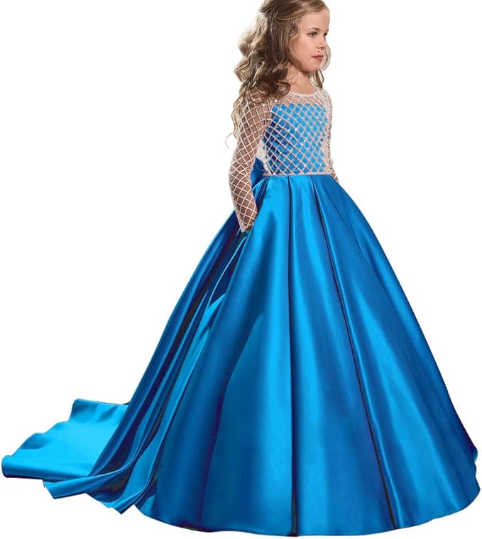 Christmas Flower Girl Dress Floor Length Button Draped