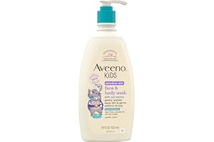 AVEENO BABY Aveeno Kids Face & Body Wash for Sensitive Skin, Oat Extract, Tear-Free, Non-Drying, Light Scent, Pump Dispenser, Hypoallergenic, Sulfate & Dye Free, 18 fl oz