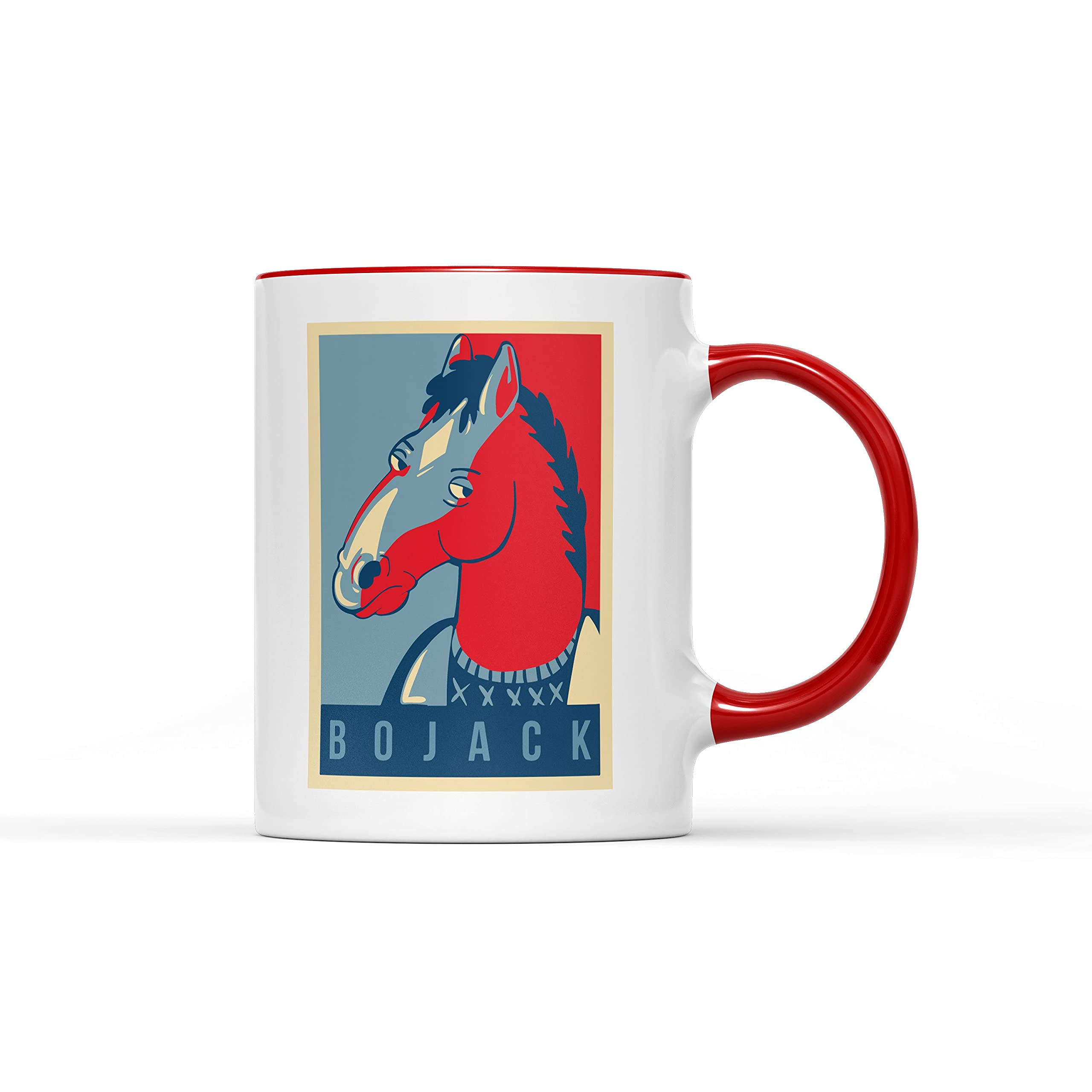 SMARTYPANTS BoJack TV Series Horseman Head Mug - Ceramic Coffee Tea Hot Drinks Cup Gift (Red Handle)