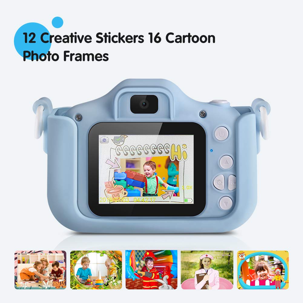 Kids Camera, Digital Camera for Kids 16.0MP 2.0 Inch HD Shockproof Camera, IPS Screen Kids Video Camera with 32 GB Memory Card and Games, Mini Kids Camcorder(1920x1080P) Camera Gifts for Kids (Blue)