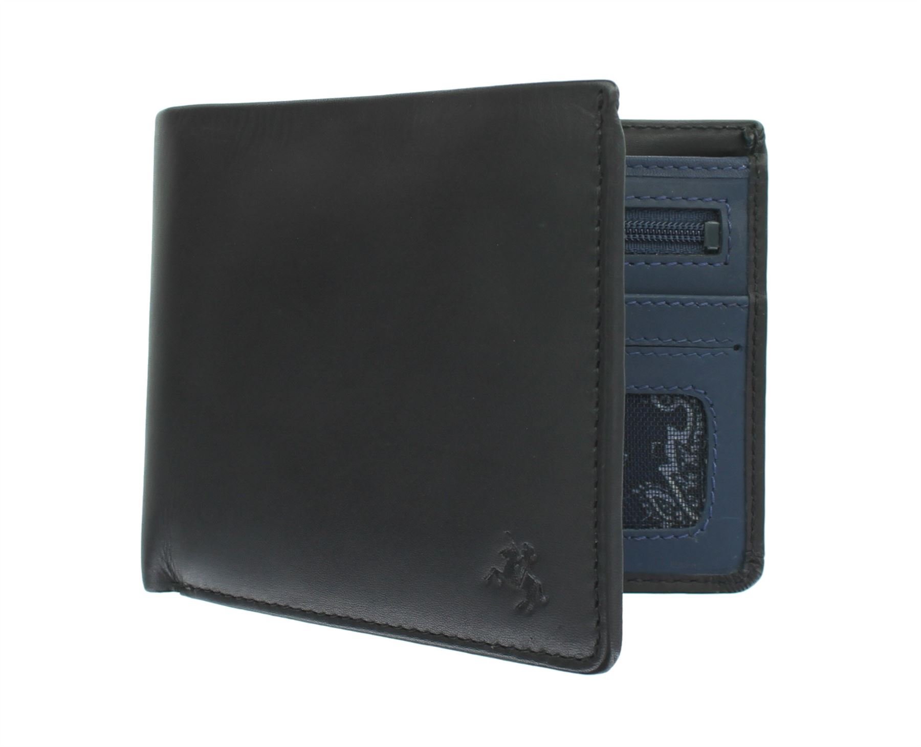 VISCONTI Slim Collection TAP 'N' GO Leather Wallet with RFID Protection VSL33 Black/Steel Blue
