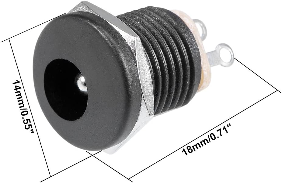 sourcing map 20Pcs Panel Mount DC Connector Power JackSocket Female 3Pin 5.5mm x 2.5mm Black - Image 4