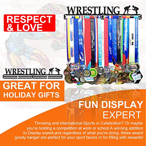 2020UPGRADED Medal Hanger Holder Display Rack for 40 Medals Application for All Sports Black Steel Medal Hanger Holder, Race Medal Display Holder,Hanger for Medals,WRESTLING Medal holder
