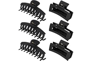 79Style 6pcs Hair Claw Clips For Women - Big 3.5 Inch Banana Hair Clips, Plastic Claws For Thick, Thin, Long Hair, Cute Accessory For Girls (Black)