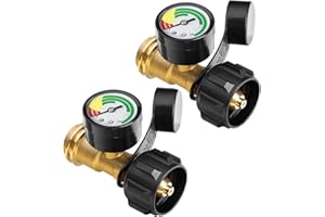 ALOTM 2 Pack Propane Tank Gauge, Universal for 5-40LB Tanks with QCC1/Type 1 Connection, Gas Level Indicator, Perfect for RV Camper, Heater, Fire Pit, BBQ Gas Grill, Cylinder and More Appliances