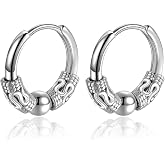 Lantine Dragon Hoop Earrings for Men Women Stainless Steel Black Huggie Dragon Pattern Earring Hinged Hoop Vintage Punk Jewelry