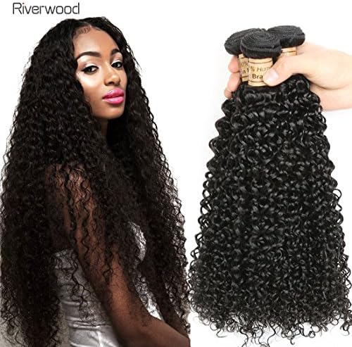 Brazilian Virgin Kinky Curly Hair 3 Bundles Hair Weave 100% Unprocessed Deep Wave Remy Human Hair Weave Natural Black Hair Color 14 16 18 inches