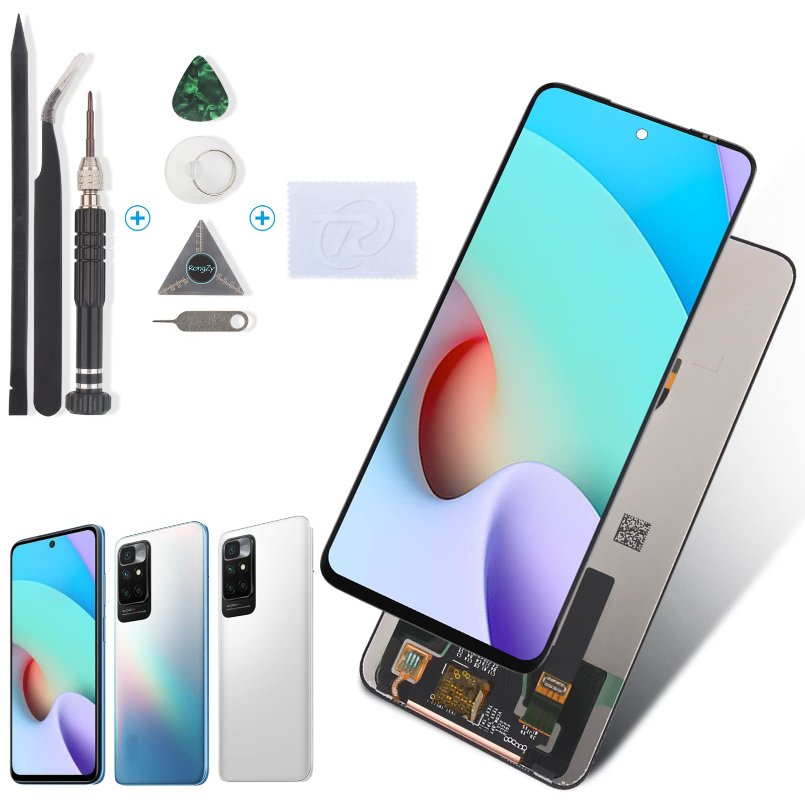 RongZy OLED Display Compatible with Xiaomi Redmi 10 21061119AG/Redmi 10 2022 LCD Replacement Touch Screen Sensor with Kit(Not for Redmi Note 10)