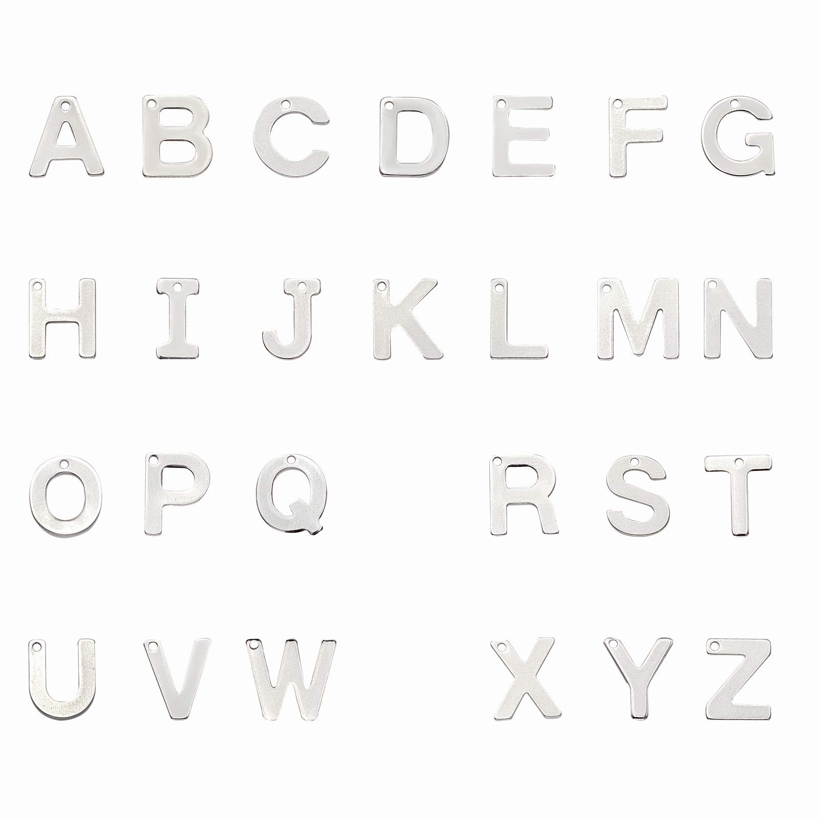 PH PandaHall 52pcs Alphabet Charms, Silvery Letter A-Z Pendent Letter Charms Metal Alphabet Pendant for DIY Craft Wine Glass Markers Necklace Friendship Bracelet Earrings Keychain Name Jewelry Making