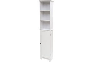 Redmon Shaker Style Tall Floor Shelf with Lower Cabinet, White