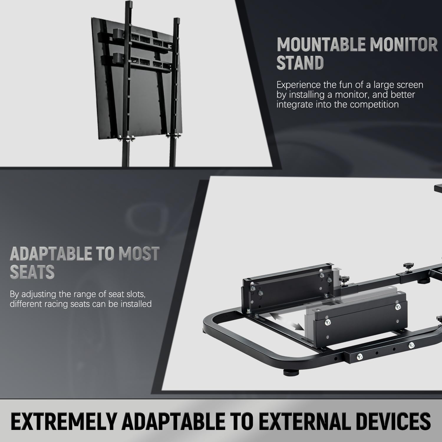 Marada Racing Simulator Cockpit with TV Bracket Mounting Holes Fit for Logitech/Fanatec/Thrustmaster G923 G27 G29 G920 T300, Adjustable Driving Simulator, No Steering Wheel Pedal TV Seat