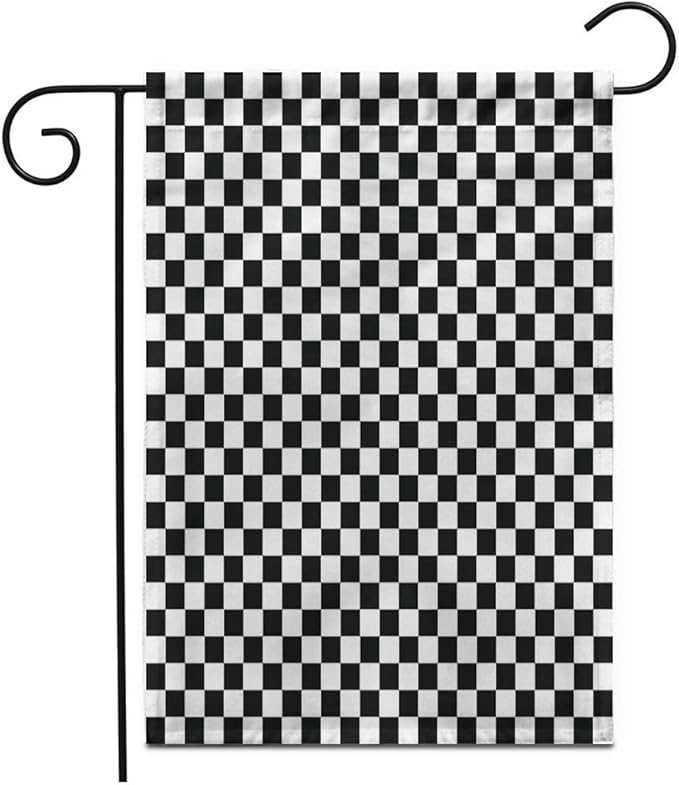 12.5 'x 18' Bandera de jardín Cuadros en Blanco y Negro Tablero de
