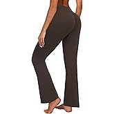 FireSwan Womens Flare Leggings No Front Seam Bootcut Yoga Pants with Tummy Control High Waisted Bell Bottom Workout Leggings Brown