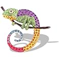 Rhinestone Chameleon Brooch Pin for Women Girls Fashion Exquisite Big Green Purple Colorful Crystal Animal Lizard Brooches Lapel Pins Dress Accessories Mardi Gras Carnival Holiday Jewelry Unisex Gift