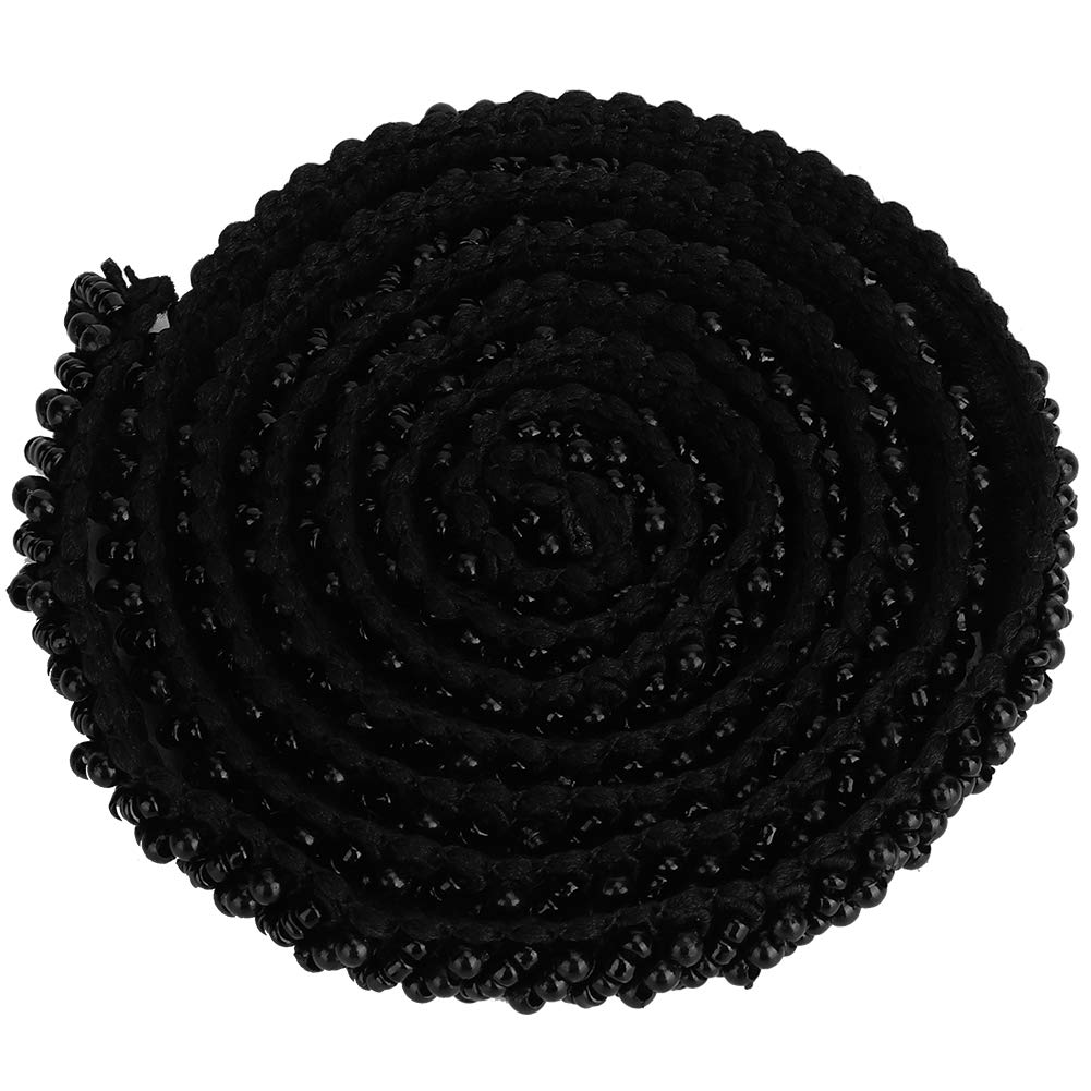HEEPDD Pearl Ribbon Applique Trim, 1 Yard, Black, Pearl and Ribbon Material, 1cm Width, for Sewing Craft