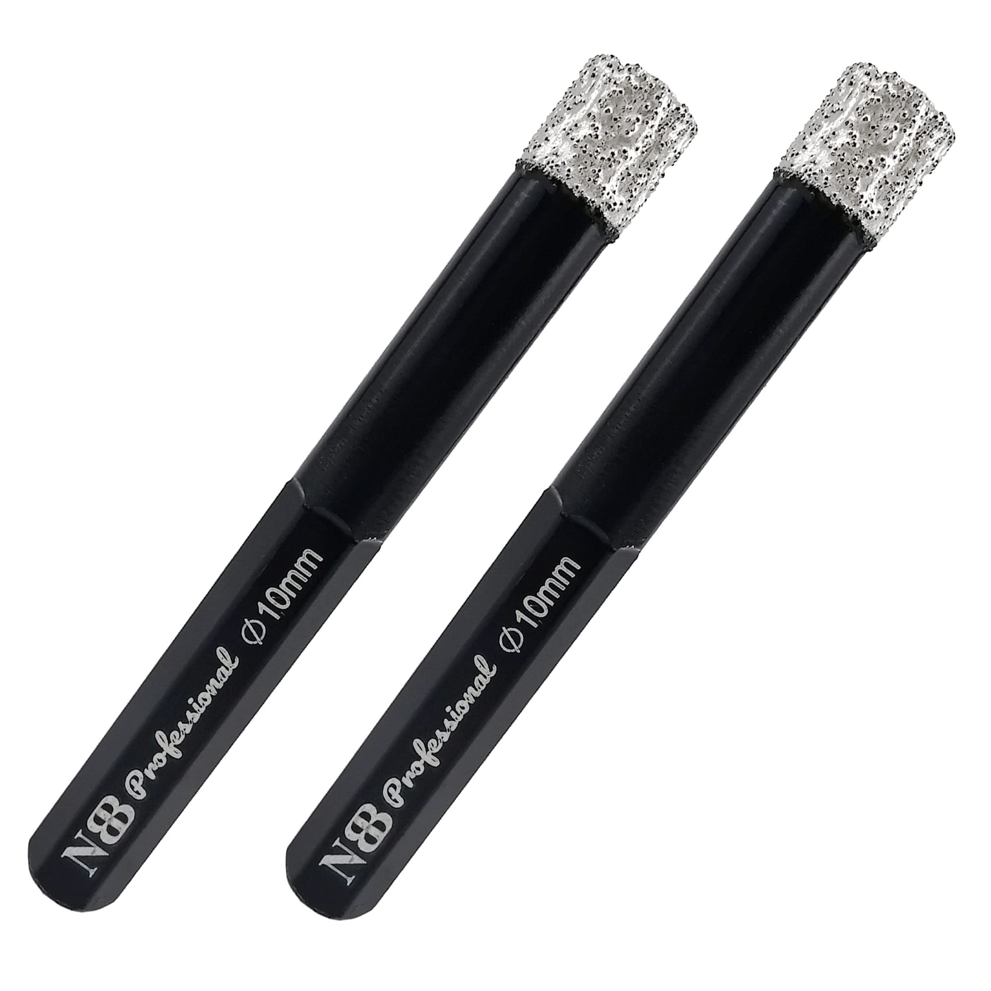 NBB Brazed Diamond Drill Bits with hex shank, for Dry drilling on hard Porcelain, Ceramic, Tile, Granite, Marble, extra longer life in wet drilling, used on cord or cordless pistol drill (10mm x2pcs) โ image 1