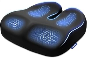 ZIKEE Ergonomic Seat Cushion with Thigh Slope for Long Sitting, Memory Foam Office Chair Cushion for Car, Home, Plane, U-Shaped Design Relieves Hip, Tailbone Pain, Non-Slip Sciatica Pain Relief Pillow