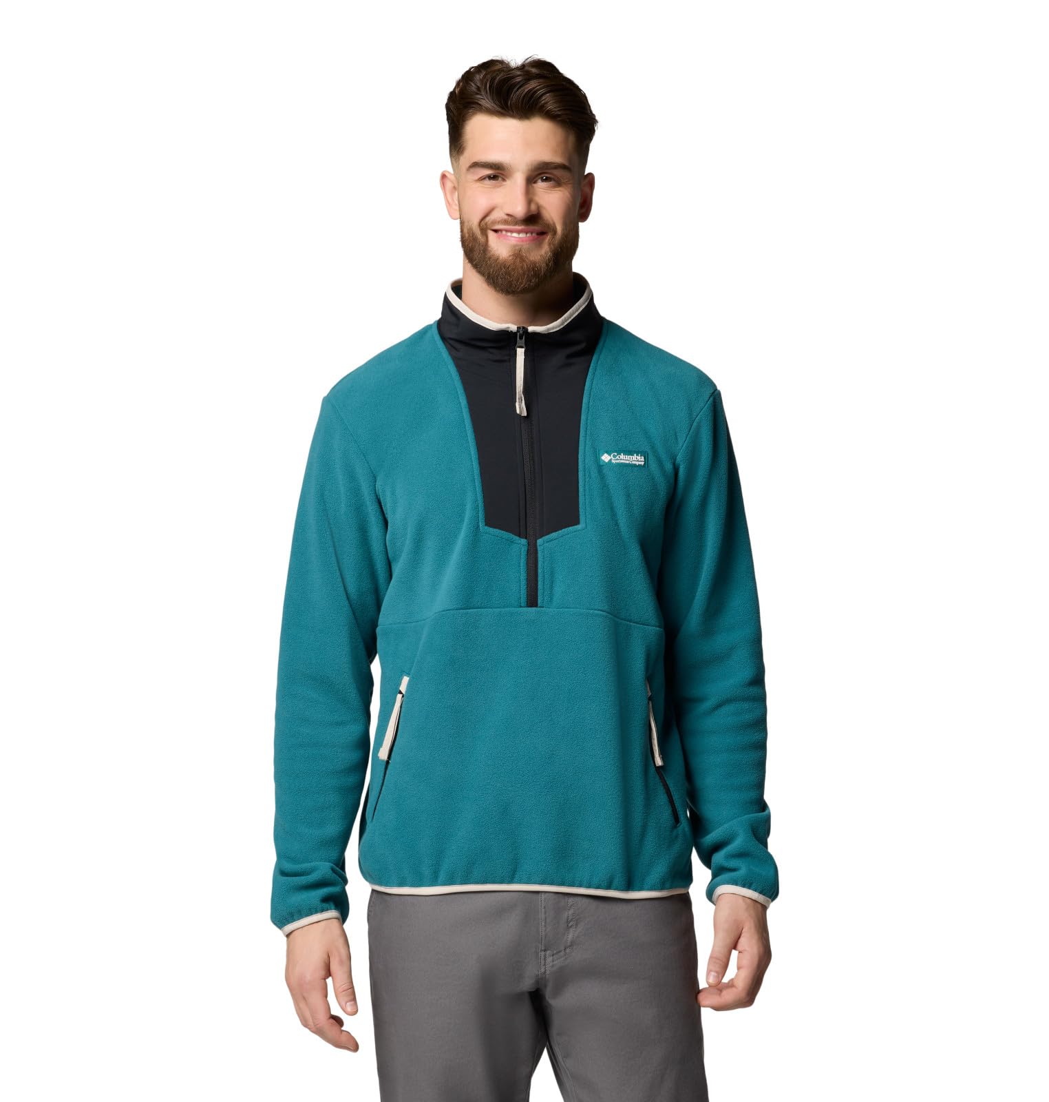 Columbia Men’s Sequoia Grove Half Zip Fleece Jacket, River Blue/Black, X-Large