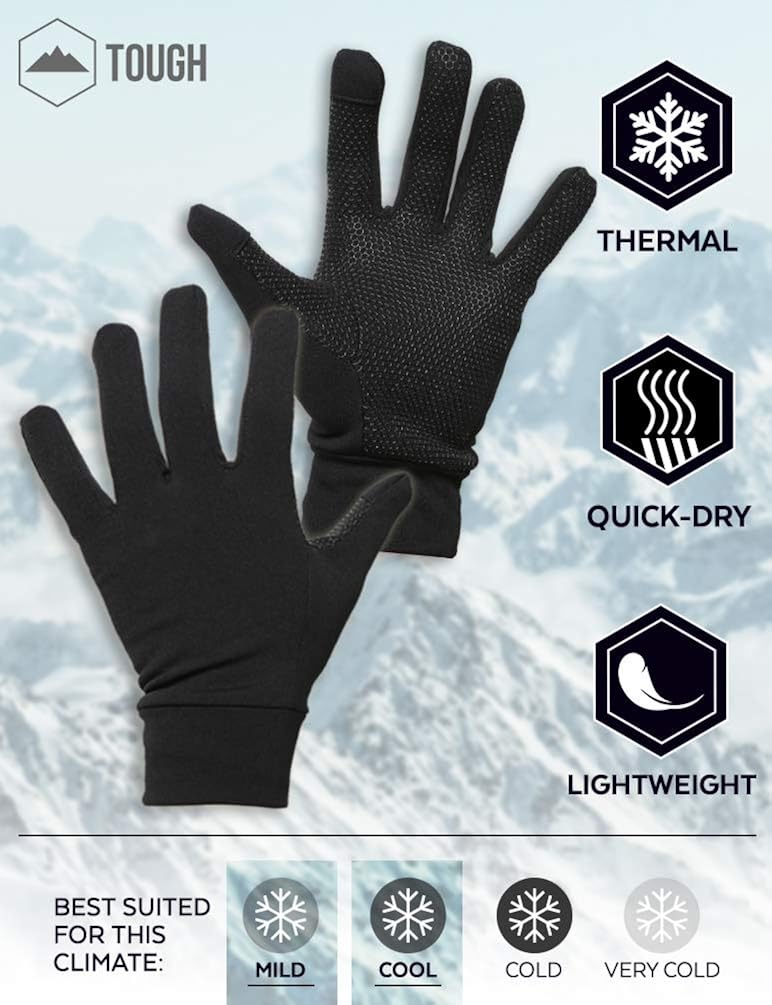 Touch Screen Running Gloves - Winter Glove Liners for Texting, Sports & Exercise - Lightweight Cold Weather Thermal Gloves: Clothing