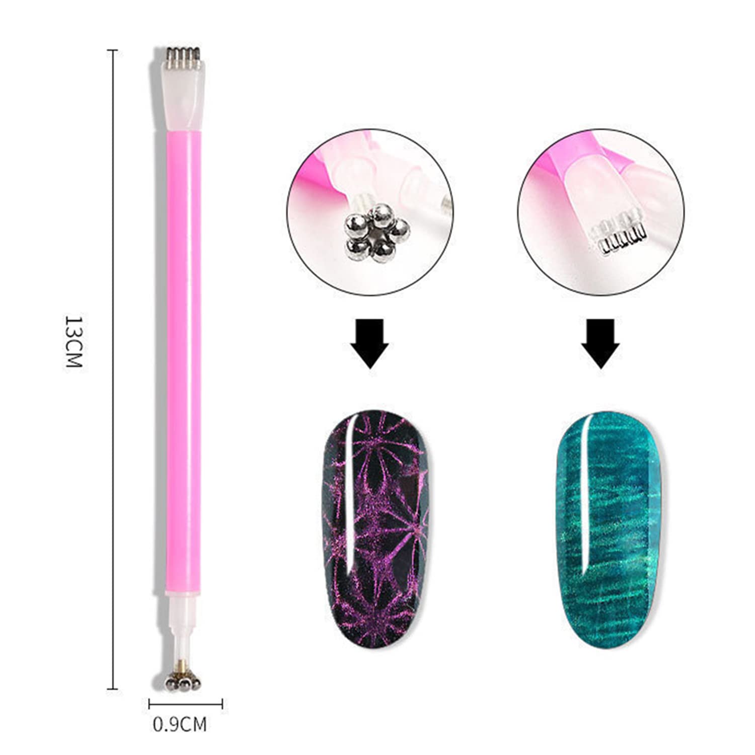 SILPECWEE 15Pcs Nail Magnet Set Cat Eye Gel Nail Polish Magnet Wand Magnetic Nail Polish Cat Eye Magnet for Nails Cat Eye Magnets Sticks Nail Design Tools Nail Art - Image 3