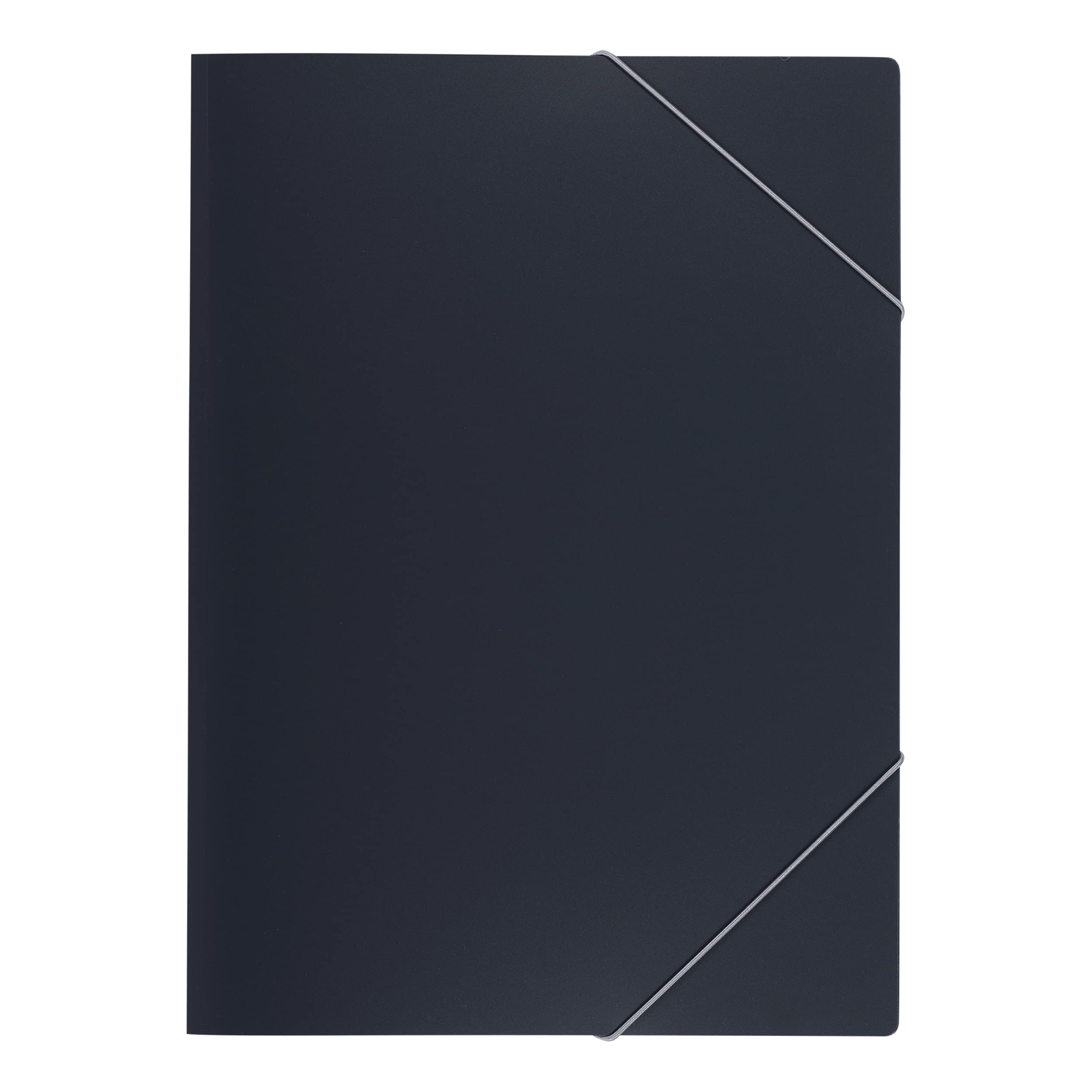 Elba 33490AZ A4 File Folder/Plastic with Elastic Closure/0.05 mm Polypropylene/for Approximately 50 Sheets Pack of 10 Charcoal Corner clamp Plastic Charcoal