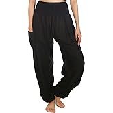 LOFBAZ Harem Yoga Pants for Women S-4XL Hippie Boho PJs Lounge Beach Print Plus