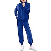 Zaclotre Girls 2 Piece Outfits Velour Tracksuit Zip Up Sweatshirt and Jogger Sweatpants Fall Winter Sweatsuits Set
