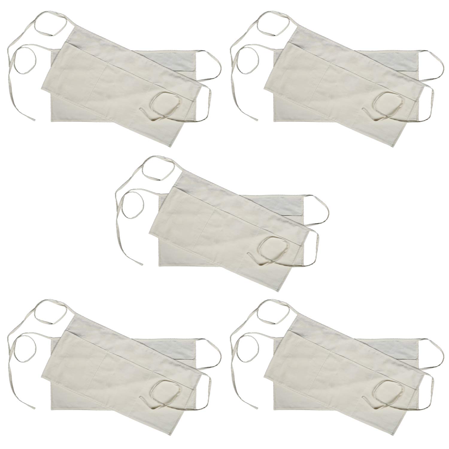 RAJRANG Half Aprons for Men and Women – Cotton White Waist Aprons with 3 Pockets and Adjustable Neck Straps for Cooking, Kitchen, and Chef Use, Set of 10, 60x30 cm — image 1