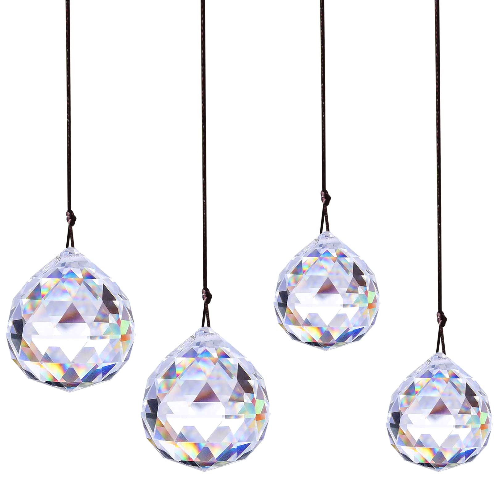 Pack of 4 Crystal Sun Catchers, Crystal Decorative Pendants, Crystal Rainbow, Sun Catcher Crystal Window, Window Decoration Crystal, Glass Pendant Crystal Ball for Garden Decoration/Home