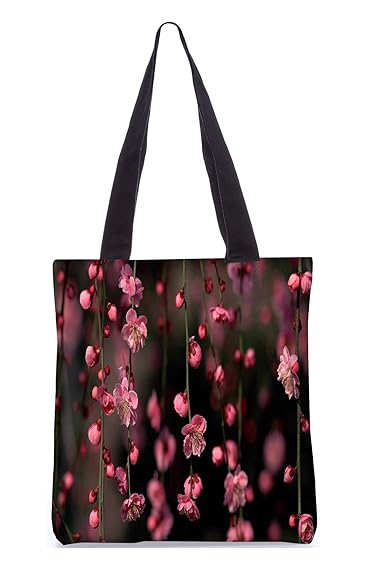 Snoogg Pink Simple Flowers Digitally Printed Utility Tote Bag Handbag Made Of Poly Canvas