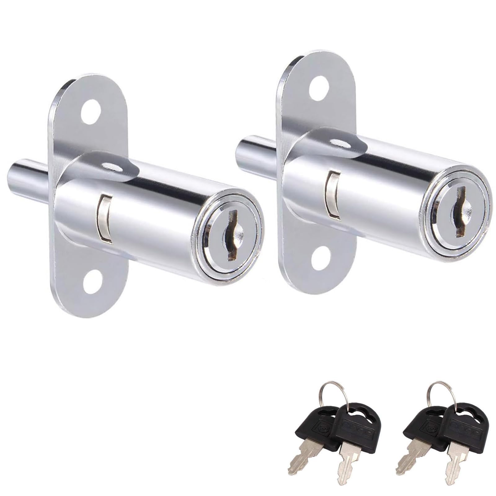 TOP-VIGOR 2Pcs Drawer Desk Wardrobe Cabinet Push Plunger Lock, 19mm Cylinder Diameter 40mm Cylinder Length Cabinet Furniture Lock, Keyed Different