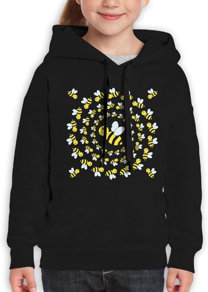 Hidassi Bumblebee Yellow Round adolescence Hipster Hooded Sweatshirts Cotton Pullover Hoodies