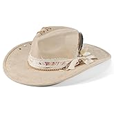 H.Busque Wide Brim Fedora Hat for Men Women Retro Western Felt Hats