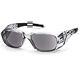 Pyramex Emerge Plus Readers Safety Glass Gray Frame Clear Full Reader 2.5 Diopter Lens