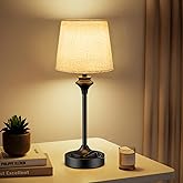 NIORSUN Portables Cordless Table Lamp,Flaxen Fabric Shade Battery Operated Lamp,5200mAh Bedside Table Lamp with Warm White,3 