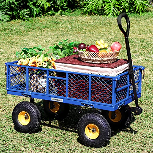 Yardsam 800 Pound Heavy Duty Garden Cart with Liner, Utility Steel